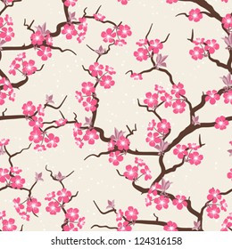 Cherry blossom seamless flowers pattern.