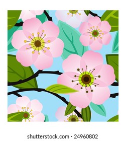Cherry blossom seamless pattern