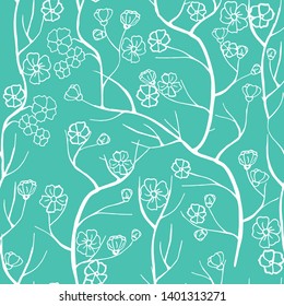 cherry blossom seamless pattern floral hand drawn sketch