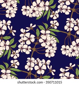 Cherry blossom seamless pattern. Floral vector design for textile, decorative paper, packaging, invitations, cards.