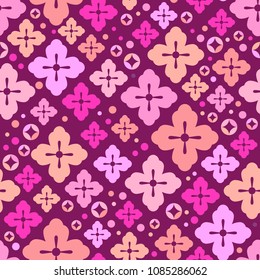 Cherry blossom seamless pattern. Japanese sakura cute background. Decorative elements. Vector illustration.