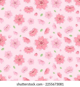 Cherry blossom seamless pattern. Japanese flower pattern vector background.