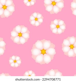 Cherry blossom seamless pattern. Japanese flowering cherry symbolic of Spring suitable for textile. Vector illustration.