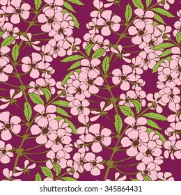 Cherry blossom seamless pattern. Sakura flowers vector design for textile, decorative paper, packaging, invitations, cards.