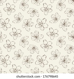 Cherry blossom seamless pattern. Vector illustration.