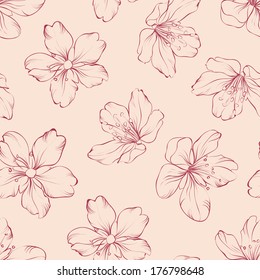 Cherry blossom seamless pattern. Vector illustration.