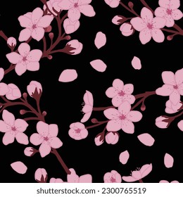 Cherry blossom seamless patterns. Cool abstract and floral design. For fashion fabrics, kid’s clothes, home decor, quilting, T-shirts, cards and templates, scrapbook and other digital needs