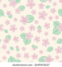 Cherry Blossom Seamless Vector Patterns in Soft Pastel Colors