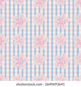Cherry Blossom Seamless Vector Patterns in Soft Pastel Colors