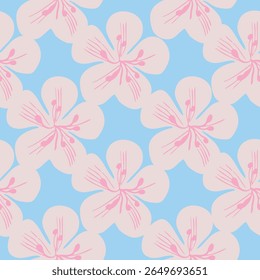 Cherry Blossom Seamless Vector Patterns in Soft Pastel Colors
