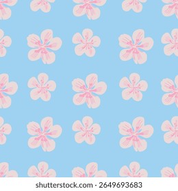 Cherry Blossom Seamless Vector Patterns in Soft Pastel Colors