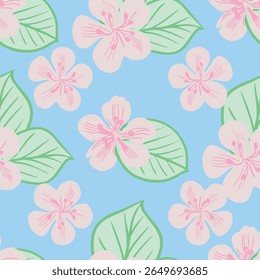 Cherry Blossom Seamless Vector Patterns in Soft Pastel Colors
