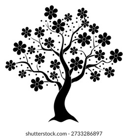 Cherry Blossom Silhouette – Cloud Shape Vector Floral Art