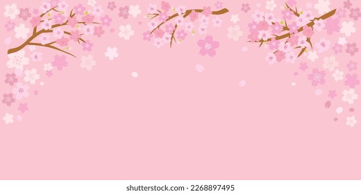 Cherry blossom spring background with space for text. Vector illustration.