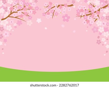 Cherry blossom spring background with space for text. Vector illustration.