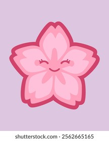 Cherry Blossom Spring Flower Cartoon Illustration.