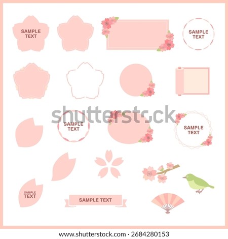 Cherry Blossom Spring Frame Illustration Set