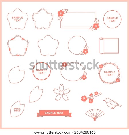 Cherry Blossom Spring Frame Illustration Set