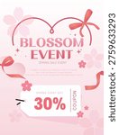 Cherry Blossom Spring Sale Special Coupon Banner pink Template