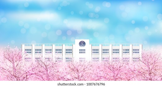 Cherry blossom spring school background