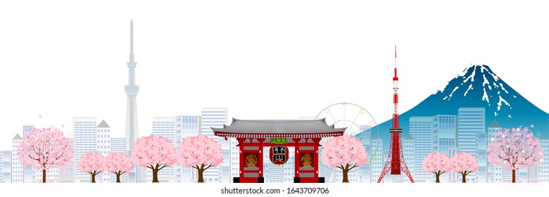 Cherry blossom Spring Tokyo background
