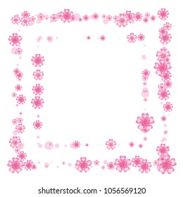 Cherry blossom square frame or border isolated on white