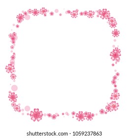 Cherry blossom square frame or border isolated on white