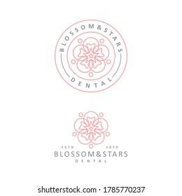 cherry blossom and star for dental Vector design template