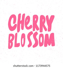 Cherry blossom. Sticker for social media content. Vector hand drawn illustration design. Bubble pop art comic style poster, t shirt print, post card, video blog cover