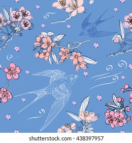 Kirschblüte mit nahtlosem Schluckmuster