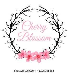 cherry blossom template name circle, cherry blossom pink template circle