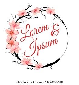 cherry blossom template name circle, cherry blossom pink template circle