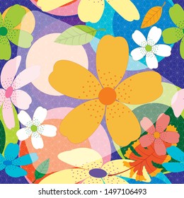 Cherry blossom template vector. Japanese pattern with texture. Flower background and landscape pattern. Abstract background with leaves, Flowers, shapes for printing on t-shirts, Wallpaper, wrappers.