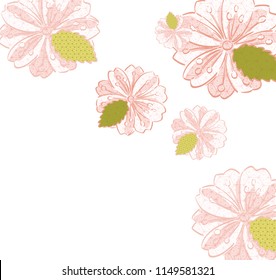 Cherry blossom template vector. Pink flower background.