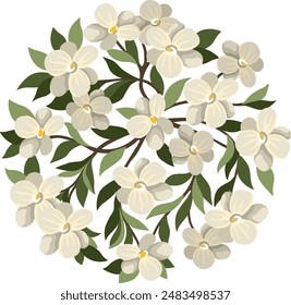 Cherry blossom Tree for architectural floor plans. Entourage design. Various trees, bushes, and shrubs, top view for the landscape design plan. Vector illustration.