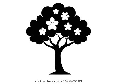 cherry blossom tree black clip art