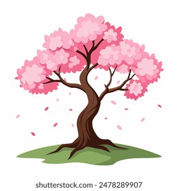 Cherry blossom tree blooming in spring represents beauty, renewal, tranquility, and peace