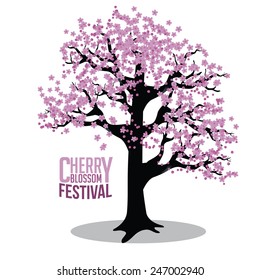 Cherry blossom tree EPS 10 vector royalty free stock illustration Perfect for ads, poster, flier, signage, promotion, greeting card, blog