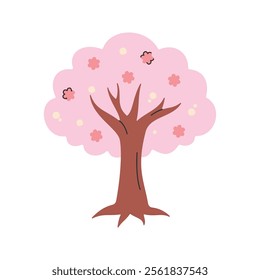 Cherry Blossom Tree Icon Illustration with soft color palette in flat design style. Perfect for Spring season themed designs