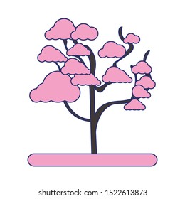 cherry blossom tree icon over white background, vector illustration