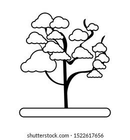 cherry blossom tree icon over white background, vector illustration