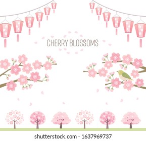 Cherry blossom tree material illustration