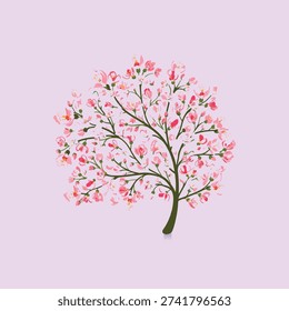 cherry blossom tree on a pink  background ...