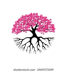 cherry blossom tree, vector illustration