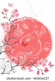 cherry blossom tree, white background
