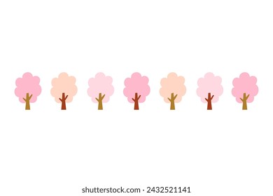 Cherry blossom trees border template on white background.
