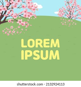 Kirschblüten stehen auf grünem Gras und Kirschblüten fallen ab