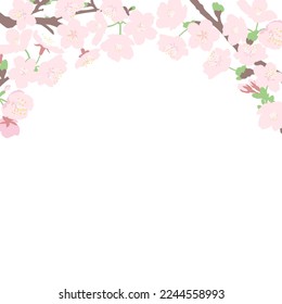 Cherry blossom tunnel frame square type. Vector illustration.