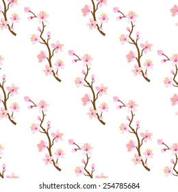 Cherry blossom twig -Seamless pattern