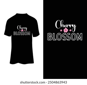 Cherry blossom typography t-shirt design template.